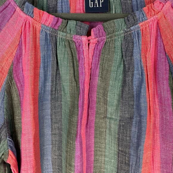 GAP Top Blouse Womens Size Small Striped Cotton Casual Colorful Business NEW - Picture 3 of 6